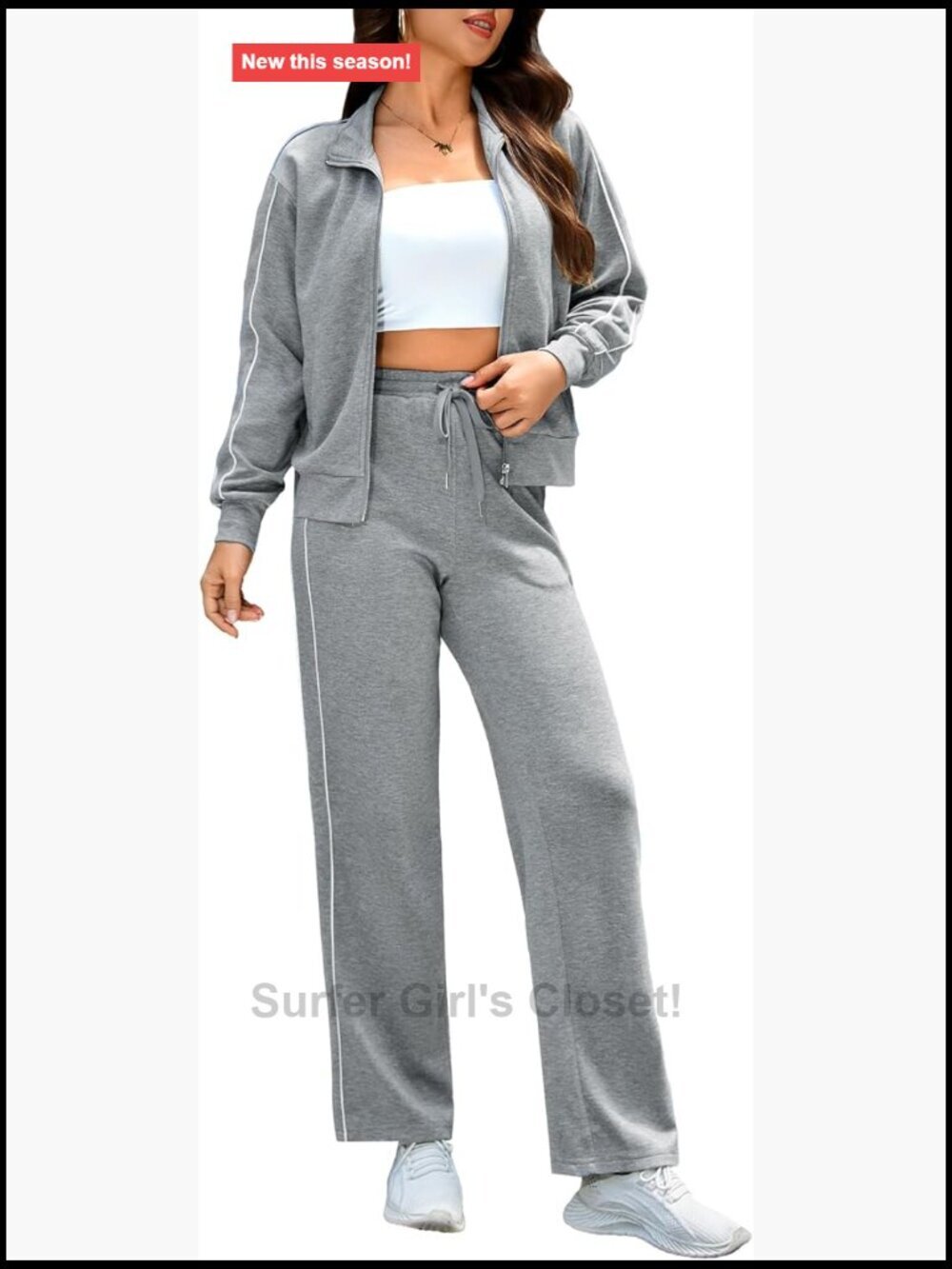2 Piece Lounge Sets Sweatsuit Zip Up Sweatshirt Wide Leg Pants Tracksuit Travel